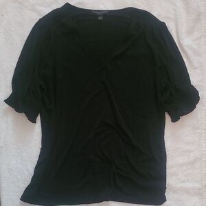 Banana Republic Elegant Black Puff Sleeve Top